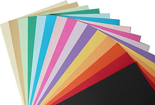 75 Blatt Buntes Papier 160g/m² DIN A4 Bastelpapier 15 Farben Tonpapier bunt Bastelkarton Farbkarton Cover
