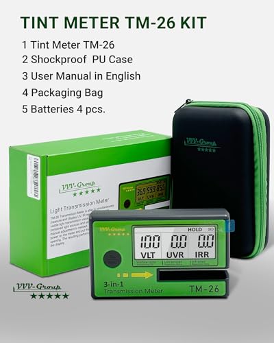 image for VVV-Group Digital Window Tint Meter TM-26 – Automotive VLT Tester wi