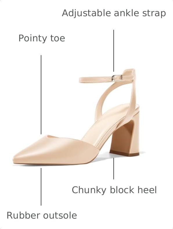Image of Juliet Holy Womens Closed Toe Heels Chunky Block Heel Ankle Strap Pumps Slingback Heeled Sandals