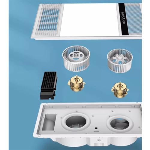 Ventilador de ventilación rectangular potente para baño con extractor, calefacción integrada y luz LED miniatura 3