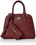BESSIE LONDON Gold Metal Clasps Tote - Borse Donna, Rosso (Red), 15x26x33 cm (W x H L)