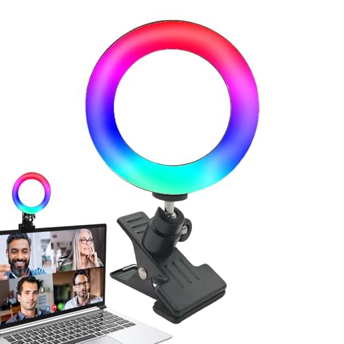 Bague Lumineuse à LED, Anneau Lumineux RGB | Lumière De Selfie Photo De 4,5 Pouces - Lumière Portable Pour Selfie, Lumière Pivotante Pour Selfie Avec Clip Pour Téléphone, Ordinateur Portable