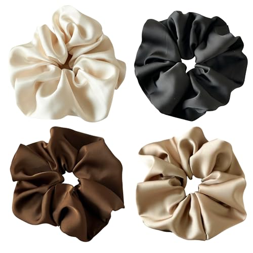 Jumbo Satin Scrunchies No-Damage Silk Large Oversized Scrunchies for Women Big Scrunchy Elastic Big Silk Hair Ties Ponytail Holders