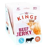 Kings - Beef Jerky - BBQ Flavour - High Protein Snacks - Bulk Box of 12 x 25 g Packs