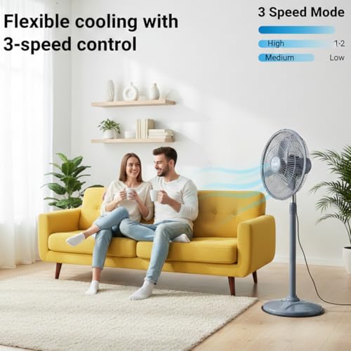 Image of Fogger Wind Speed Electric Stand Fan Wind Speed with 2 Year Warranty High Air Delivery, Silent Operation Pedestal Fan