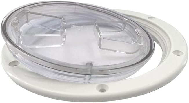 6 inch Boat Deck Plate Hatch White Nylon Round Non Slip Inspection Hatch with Detachable Clear Cover