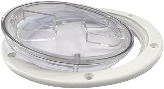 6 inch Boat Deck Plate Hatch White Nylon Round Non Slip Inspection Hatch with Detachable Clear Cover