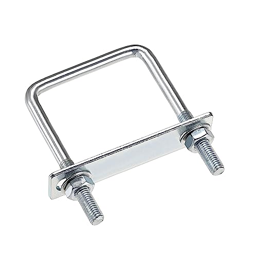 uxcell Square U-Bolts 2-3/8"(60mm) Inner Width 100mm Length Carbon Steel M8 with Nuts, Frame Plate, Round Washers