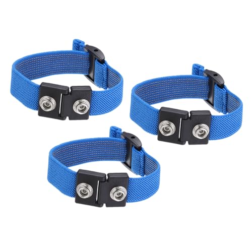 Image of MECCANIXITY 3Pcs Anti Static Wrist Strap, Dual Circuit Antistatic Bracelet Adjustable Cordless for Computer Electronics Repair Deep Blue