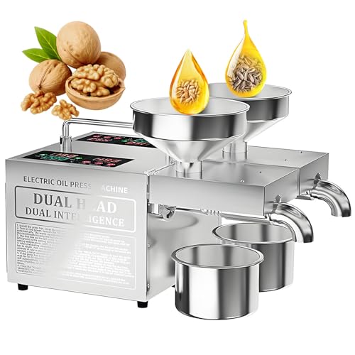 Máquina automática de prensado de aceite con 1600 W, calefacción independiente real de 40-300 °C, prensa en frío y caliente, salida de 6-12 kg/h para uso comercial y doméstico
