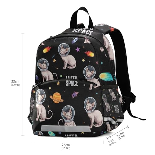 Cats Astronaut Helmets Black Mini Toddler Boy Backpack with Leash Kids School Bag Travel Bookbag3