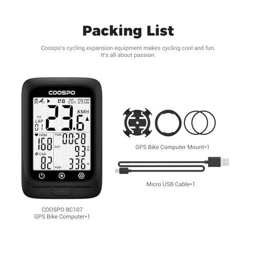Image of COOSPO Bike Computer GPS Wireless, ANT+ Cycling Computer GPS with Bluetooth, Multifunctional ANT+ Bicycle Computer GPS with 2.4 LCD Screen, Bike Speedometer with Auto Backlight IP67