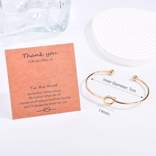 SNORSO Bridesmaid Gifts - 4/6 Pcs Tie The Knot Bracelet Bridesmaid Proposal Gifts, Maid of Honor Wedding Gift, Proposal Jewelry Bridal Party Knot Bracelet for Women3