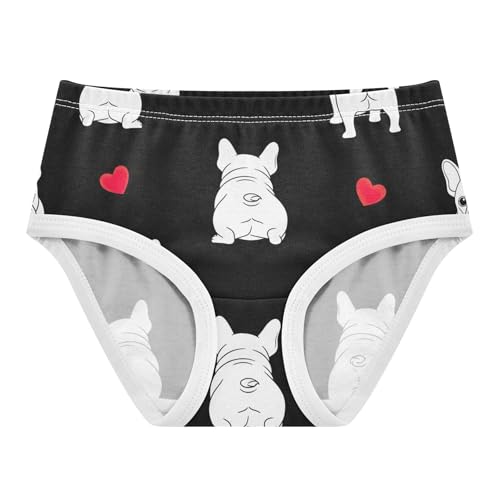 Toddler Underwear Floral 2t Cotton Little Girl Panties Print Undies Kids Briefs Cartoon White French Bulldog Heart