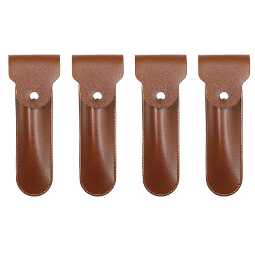 IMIKEYA Estuche de 4 Piezas para Maquinilla de Afeitar de Seguridad Funda Protectora Marrón Grande de PU para Afeitado Manual Organizador Portátil para Viaje y Cuidado Personal