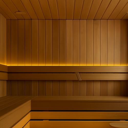Bande LED étanche IP67 230 V : éclairage sous banc, éclairage de sauna et éclairage de sauna (blanc chaud) Produit amélioré jusqu'à 120 ° (3 mètres)