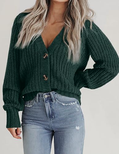 Image of Zeagoo Women's 2026 Fall Chunky Knit Cardigans Open Front Long Sleeve V Neck Button Loose Cardigan Sweaters