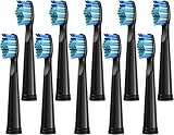 10 Pack Toothbrush Replacement Heads Compatible with Fairywill FW-D1/D3/D7/D8/507/508/551/917/959, Gloridea, Sboly, WOVIDA, YUNCHI Sonic Electric Toothbrushes - Black