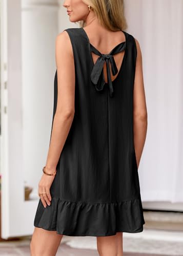 Image of KIRUNDO Women's Casual Summer Dresses with Ruffle Hem | Shift Mini Length, Crewneck Sleeveless Flowy, Beach Vacation Sundress, Maternity Dress, 2026 Cute Spring Fashion Clothing