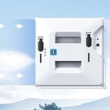 PRMTYUP Robot Lave-Vitres éLectrique, Aspirateur De Vitres sans Fil, Protection Contre Les Coupures De Courant Et Cordon De SéCurité, Aspiration De 3 000 Pa, Rafale d'eau Automatique,Blanc