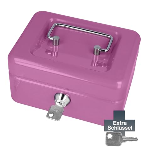 Westcott Geldkassette abschließbar (kompakt, 15 cm) Lilac | Abschließbare Box aus Stahlblech mit 2 Schlüsseln | Herausnehmbare Einlage für Münzen mit 6 Fächern | E-51000 LILAC