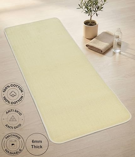 Image of Saral Home Cotton Yoga Mat /Runner (Beige, 60X180 CM)