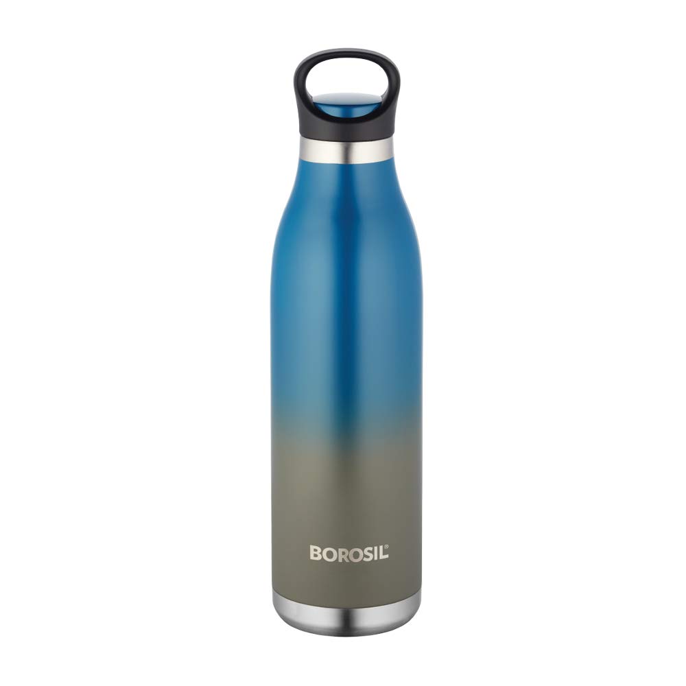 Insulated Water Bottle 24 Oz, Double Walled Vacuum Insulated Flasks, Leak Proof & BPA Free Stainless Steel Water Bottles, 24H Hot & 24H Cold, Sweat Free, Wide Mouth Sports Travel Water Bottles, Blue
