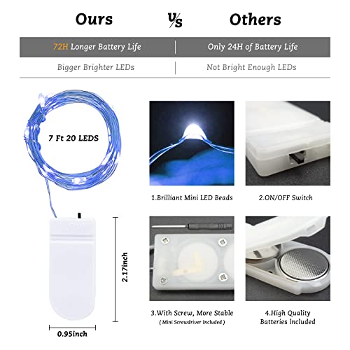 Rivokeer fairy string lights battery operated 12 pack 7ft 20led waterproof silver wire firefly starry lights for diy mason jar bedroom party birthday wedding decorations string lights 5 Rivokeer fairy string lights battery operated 12 pack 7ft 20led waterproof silver wire firefly starry lights for diy mason jar bedroom party birthday wedding decorations string lights - image 6