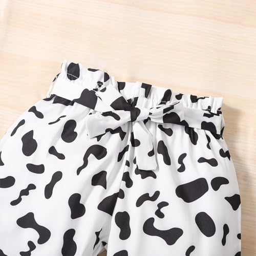 Image of Agitation Girls Summer Sets with Cold Shoulder T-shirt Elastic Paperbag Waist Shorts Headband 3pcs with 2 Sets Gifts for Kids