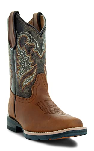 Soto Boots Kid's Square Toe Boots, Geniune Leather Kid's Cowboy Boots, Toddler Western Boots, K4003 (, Miel)3