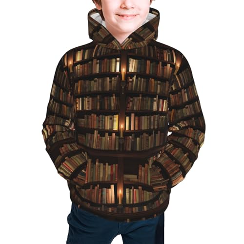 Bookshelves Kid Hoodies Boys Sweatshirts Girls Pullover with Pocket3