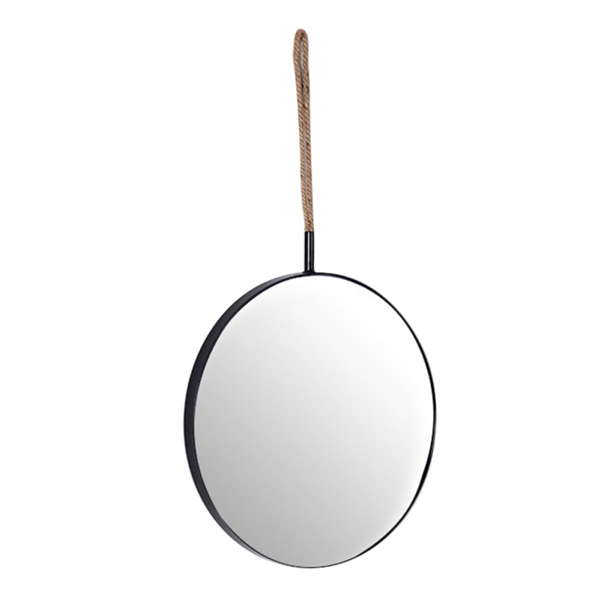 Miroir rond mural noir pour salle de bain design suspendu