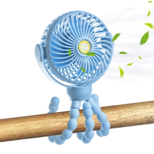 Image of yorraka Upgraded Stroller Fan Clip On for Baby, Portable Fan with Flexible Tripod, 4000mAh Battery Powered Car Seat Fan with Dual 360°Rotation for Treadmill Crib Travel, Baby Summer Essentials(Blue)