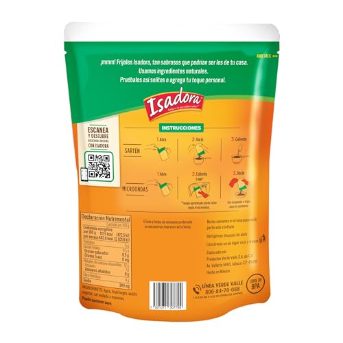 Schwarzes Bohnenpüree, frittiert, Pack 430g - Frijoles Refritos Negros ISADORA 430g