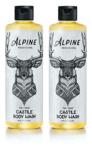 Alpine Provisions, Organic Castile Body Wash, Fir + Sage, Biodegradable, Vegan, 16 fl oz, Pack of 2