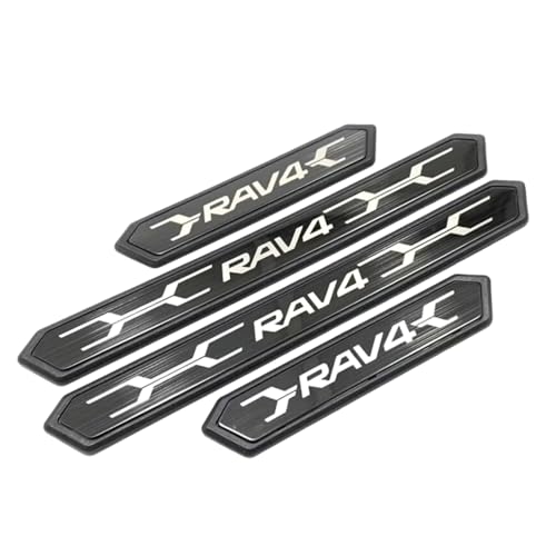 Uxi.Shop新型 RAV4 PHV XA50系 に対応 専用車種設計 サイドドアステップガード スカッフプレート ガーニッシュ 外側 ステンレス ステップガード 純正設計 防キズ 防汚れ 4P (ブラック)