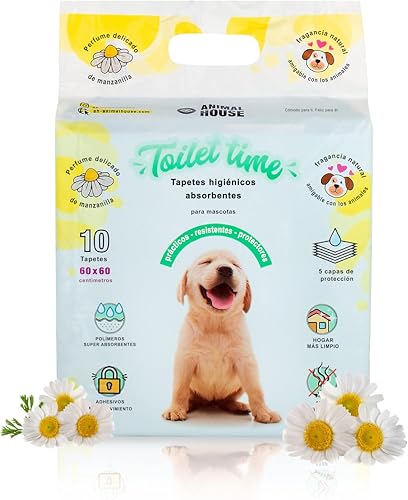 Animal House - 40 Alfombrillas higiénicas absorbentes de manzanilla - Alta absorción - Libres de Polvo - retiene los olores - Protege la casa - (60x60 cm 40)