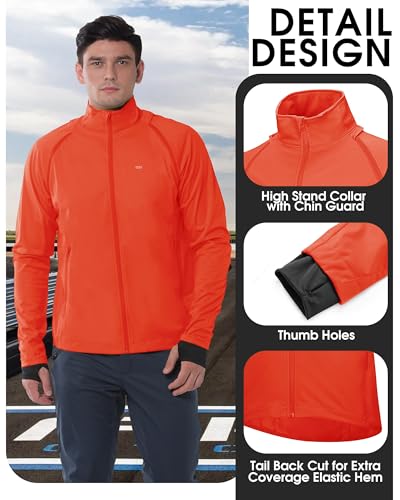 Image of 33,000ft Men's Cycling Jacket Long Sleeve, Waterproof Running Bike Vest Outerwear Reflective Windproof Sleeveless Jacket