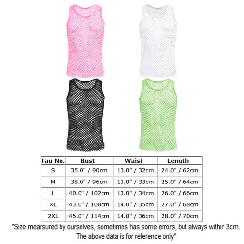 Men's Sleeveless Mesh Vest Tanks See-Through Sheer Fishnet Muscle Tee Shirt Undershirt Workout Gym Summer Clubwear