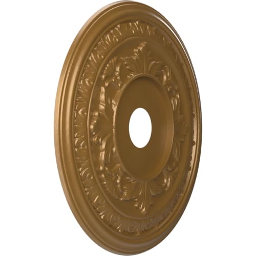 Image of Ekena Millwork CMP22BACGH Baltimore Thermoformed PVC Ceiling Medallion (Fits Canopies up to 7 3 /4 inch), 22 inchOD x 3 1 /2 inchID x 1 inchP, Metallic Gold Rush
