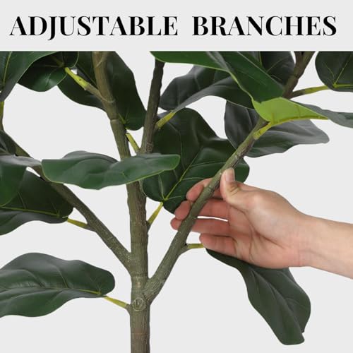 GarveeHome Artificial Fiddle Leaf Fig Tree, 63 Inch Faux Ficus Lyrata Plant with 62 Fiddle Leaves, Fake Floor Plant in Pot for Indoor Outdoor Living Room House Office Garden Decor