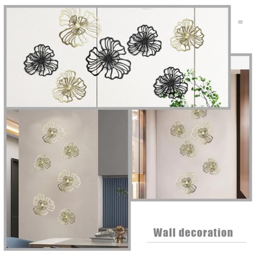 Décoration Murale en Métal OFFIGAM : 5 Fleurs Double Couche pour Salon - 3