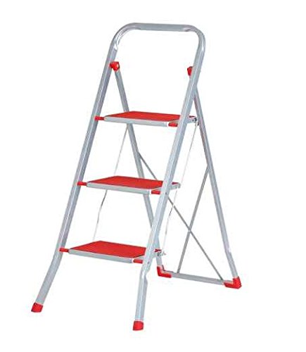 Preisvergleich Produktbild CENTROC Leiter Hocker Stahl 3 Stufen Rutschfeste Gummi Boden fra039