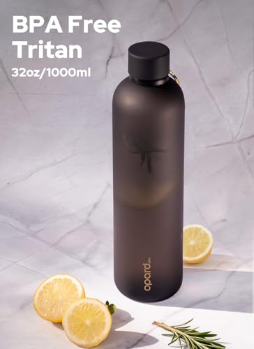 Image of Opard Slim Water Bottle 32oz, Dishwasher Safe Plastic Water Bottle BPA-Free, Leakproof Screw Top, Charcoal Black, Reusable for Travel School Sport Gym Hiking