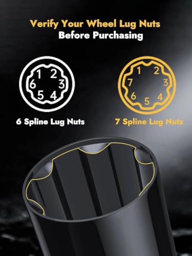 Image of MIKKUPPA 6 Point Spline Lug Nut Socket Key, 1 /2 inch Drive Impact Tools 1PC