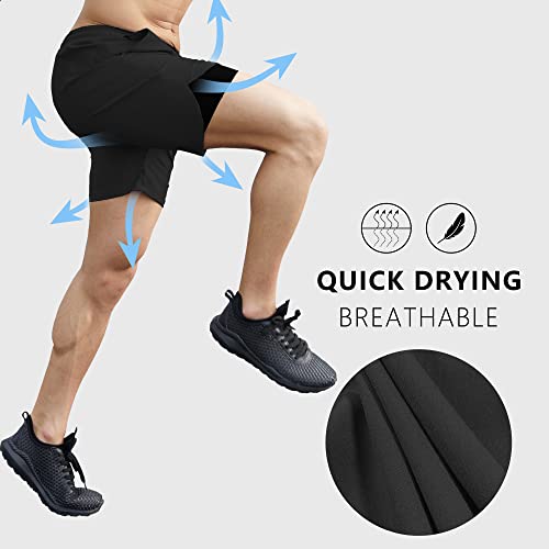 Walsilk Gym Shorts For Men, Mens Running Basketball Athletic Workout Shorts With Pockets And Drawstring For Casual Outdoor Sports (Black,3Xl) #TOP7