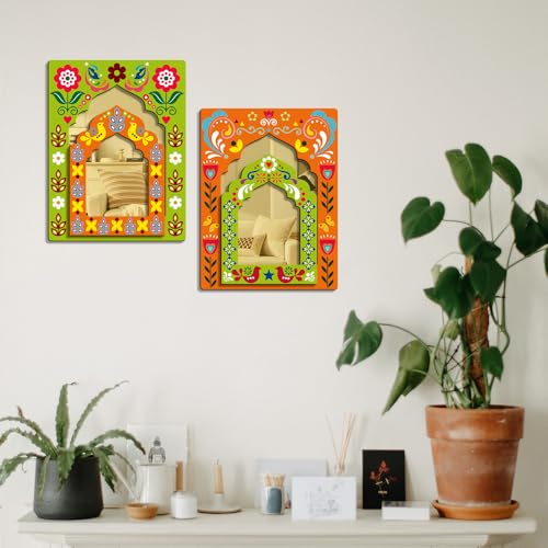 Sehaz Artworks Home Decoration Items for Living Room | Wall Decoration Items for Bedroom | Decorative Items for Home wall | Jharokha wall hangings for living room | Mirror Jharokha Wall Décor