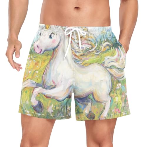 Bañador de secado rápido para hombre con estampado de unicornios para playa