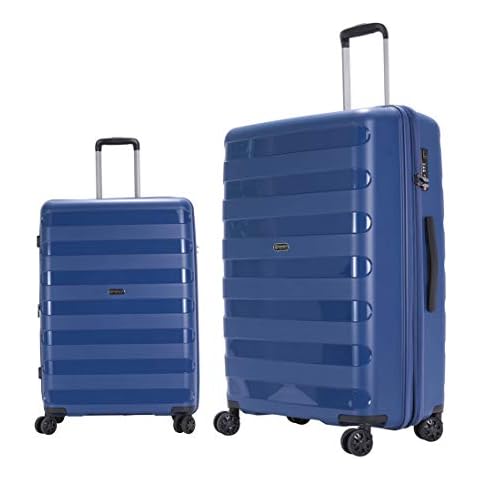 GinzaTravel Anti-scratch PP Material large capacity Expandable Luggage 8-wheel Spinner Luggage sets, Blue color, 2-pc Set (20/28) Cover