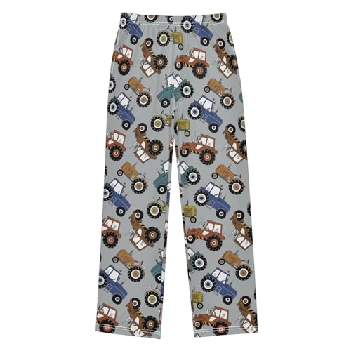 ZZXXB Tractors Print Boys Long Pants Soft Trousers Elastic Waist Kids Lounge Bottoms with Pockets S-XL